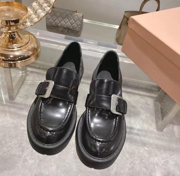 women miu thick soles loafers shoes new metal buckle fashion small leather shoes black thick platform women's shoes 34-40
women miu thick soles loafers shoes new metal buckle fashion small leather shoes black thick platform women's shoes 34-40