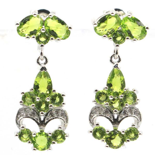 stud 28x13mm deluxe 5.4g green peridot white cz females dating silver earrings w0427, Golden;silver 
stud 28x13mm deluxe 5.4g green peridot white cz females dating silver earrings w0427, Golden;silver