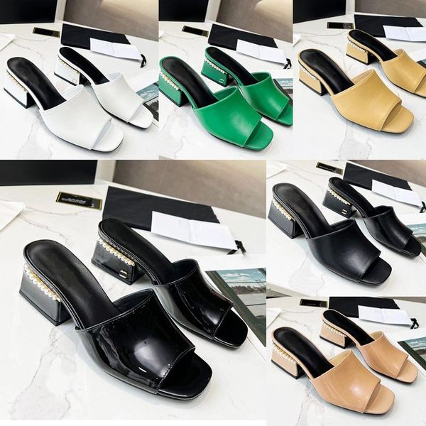 2023 designer pure color square head slides slippers womens luxury 100% leather pearl ornament outdoor high heels sandals ladys shallow mout, Black
2023 designer pure color square head slides slippers womens luxury 100% leather pearl ornament outdoor high heels sandals ladys shallow mout, Black