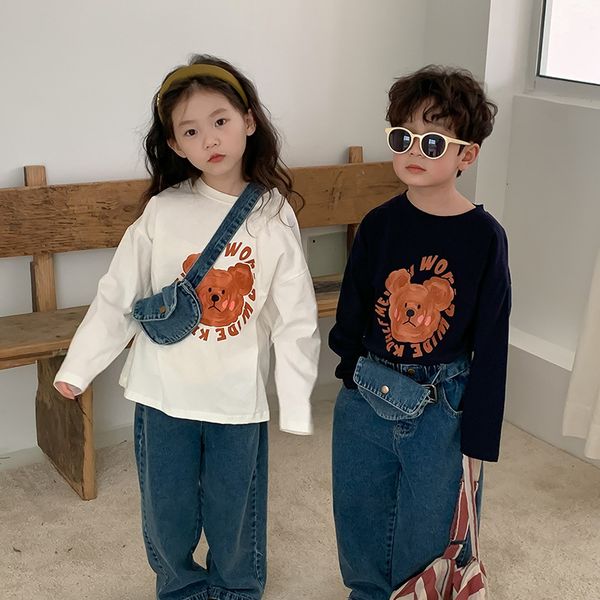 t-shirts spring cartoon bear tees for boys and girls kids cotton loose long sleeve t shirts 230427, Blue
t-shirts spring cartoon bear tees for boys and girls kids cotton loose long sleeve t shirts 230427, Blue