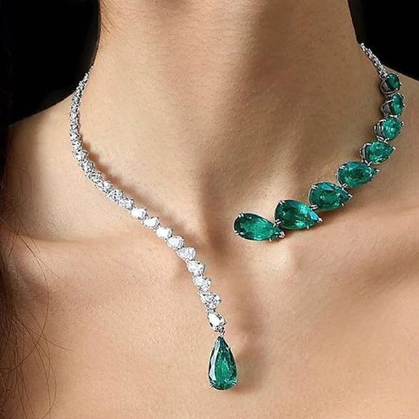 luxury emeralds necklace collar bride wedding water drop jewelry european american fashion evening party party nightclub full of drill colla, Silver
luxury emeralds necklace collar bride wedding water drop jewelry european american fashion evening party party nightclub full of drill colla, Silver