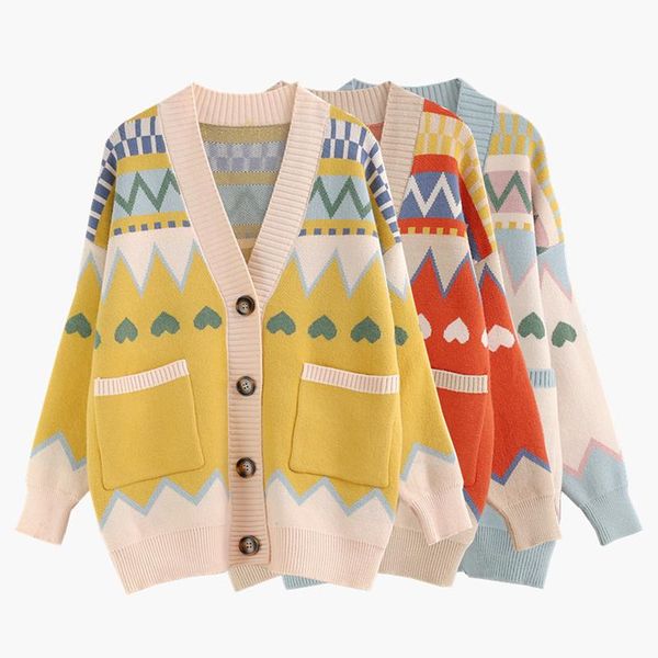 sweaters 2022 oversize cardigan sweater heart printed women's sweater coat autumn winter loose thicken color match knitted jacket femal, White;black
sweaters 2022 oversize cardigan sweater heart printed women's sweater coat autumn winter loose thicken color match knitted jacket femal, White;black