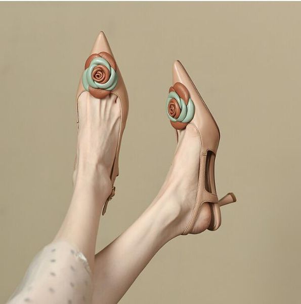 fashion flower slingbacks women kitten heel genuine leather pointed toe lady wedding dress shoes single shoe, Black
fashion flower slingbacks women kitten heel genuine leather pointed toe lady wedding dress shoes single shoe, Black