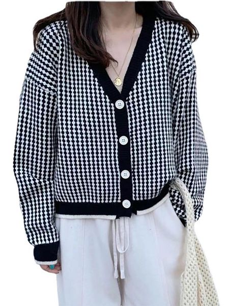 sweaters 2022 winter v neck geometric plaids casual woman sweater coat jacquard sweater cardigan knitted vintage korean streetwear, White;black
sweaters 2022 winter v neck geometric plaids casual woman sweater coat jacquard sweater cardigan knitted vintage korean streetwear, White;black