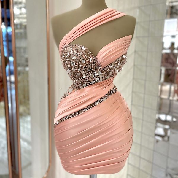 sheath pink short prom dress 2023 one shoulder beading crystal women cocktail party gowns robe de soiree customed, Black
sheath pink short prom dress 2023 one shoulder beading crystal women cocktail party gowns robe de soiree customed, Black