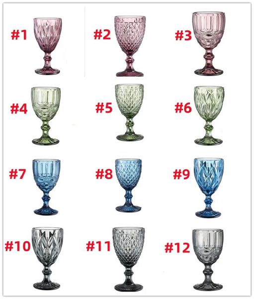 240ml Wine Glasses Colored Glass Goblet with Stem Vintage Pattern Emed Romantic Drinkware for Party Wedding
240ml Wine Glasses Colored Glass Goblet with Stem Vintage Pattern Emed Romantic Drinkware for Party Wedding