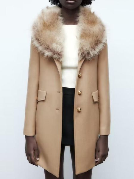 fur traf women winter solid jacket big fur collar single breasted long sleeve coat outwear warm basic female fashion overcoat, Black
fur traf women winter solid jacket big fur collar single breasted long sleeve coat outwear warm basic female fashion overcoat, Black