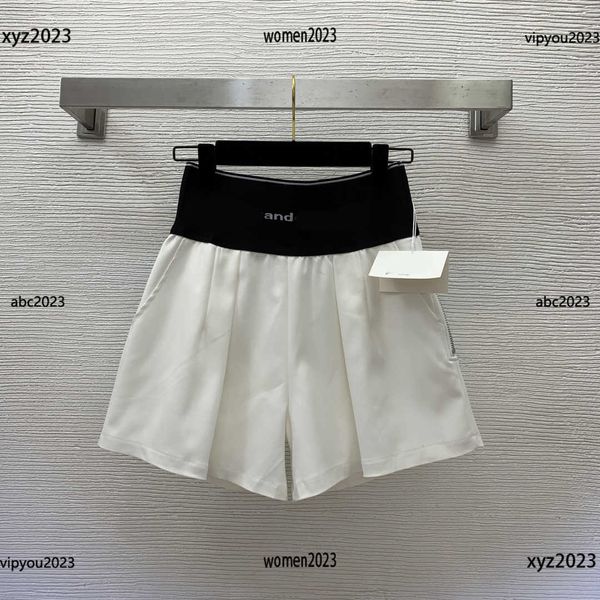 women shorts lady logo ribbon panel side zipper high waist slim wide leg shorts summer product fashion pleats shorts new arrivals, White;black
women shorts lady logo ribbon panel side zipper high waist slim wide leg shorts summer product fashion pleats shorts new arrivals, White;black