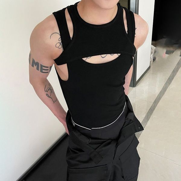 men' tank 2023 hollow out casual vests fitness clothing solid color round neck sleeveless streetwear eu sl 230426, White;black
men' tank 2023 hollow out casual vests fitness clothing solid color round neck sleeveless streetwear eu sl 230426, White;black