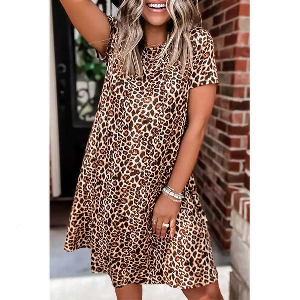 print loose leopard t-shirt skirt women's round neck short sleeve casual dress clothing ladies, Black;gray
print loose leopard t-shirt skirt women's round neck short sleeve casual dress clothing ladies, Black;gray