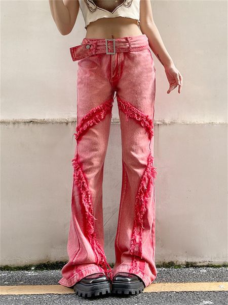 jeans charmingtrend y2k pants sweet and cool girl street hiphop style stitching low waist denim flared pants metal waist buckle, Blue
jeans charmingtrend y2k pants sweet and cool girl street hiphop style stitching low waist denim flared pants metal waist buckle, Blue