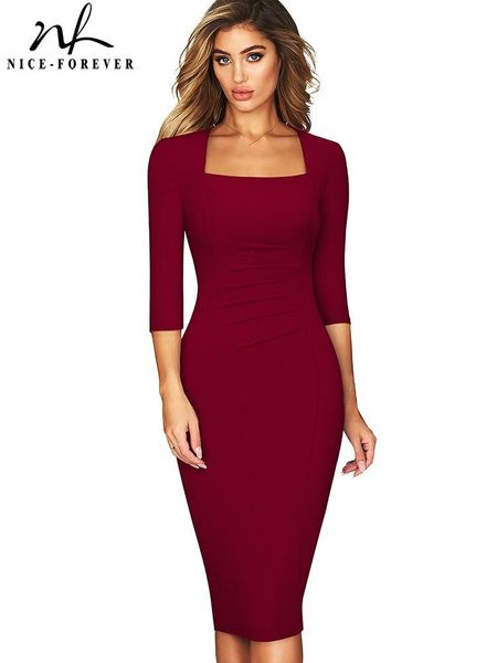 dresses niceforever spring women vintage square neck office dresses business formal elegant bodycon slim dress b688, Black;gray
dresses niceforever spring women vintage square neck office dresses business formal elegant bodycon slim dress b688, Black;gray