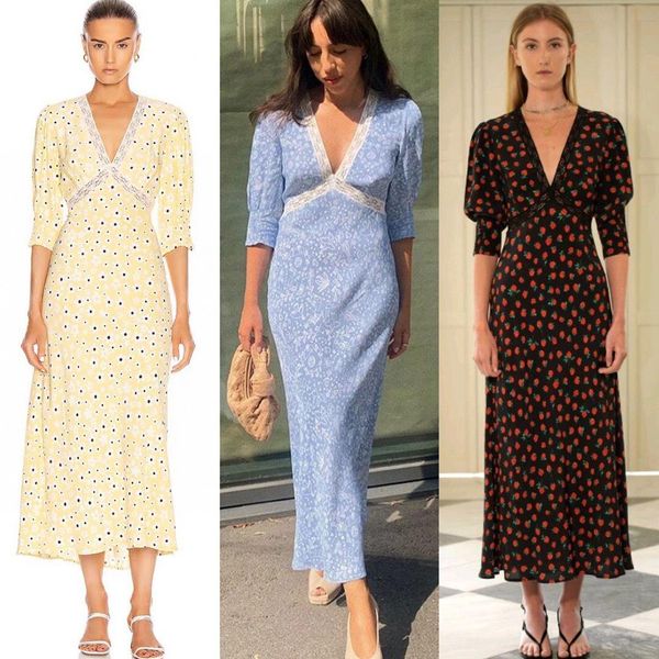 dresses women 100% viscose daisy print midi dress lace stitching vneck slim holiday puff sleeve high waist anklelength long dresses, Black;gray
dresses women 100% viscose daisy print midi dress lace stitching vneck slim holiday puff sleeve high waist anklelength long dresses, Black;gray