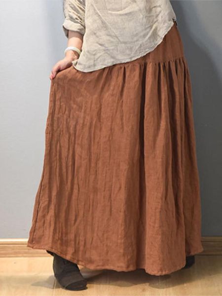 dresses johnature women autumn solid color linen skirts 2022 fall new elastic waist original women clothes loose pleated skirts, White;black
dresses johnature women autumn solid color linen skirts 2022 fall new elastic waist original women clothes loose pleated skirts, White;black