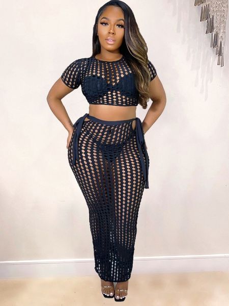 women's swimwear skirt coverup 2 piece set women crop and long bathing suit fashion solid hollow beach cover up outfits 230426, White;black
women's swimwear skirt coverup 2 piece set women crop and long bathing suit fashion solid hollow beach cover up outfits 230426, White;black