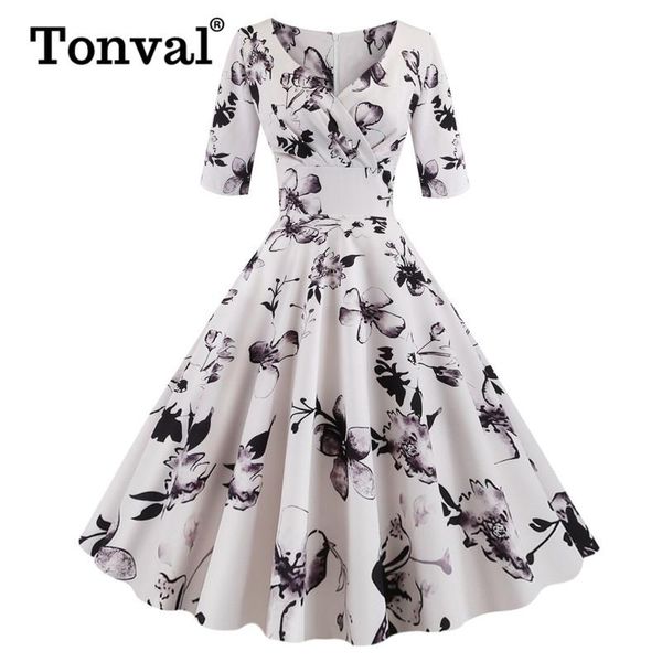 dresses tonval high waist floral slim v neck wrap vintage autumn dress women half sleeve elegant party swing pin up dresses, Black;gray
dresses tonval high waist floral slim v neck wrap vintage autumn dress women half sleeve elegant party swing pin up dresses, Black;gray