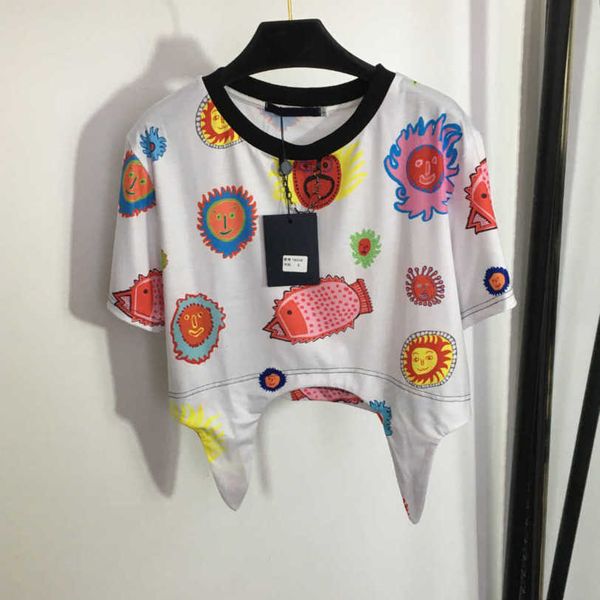 23ss womens t-shirt womens designer clothing tee round neck pure cotton cartoon sun print lace-up short crop short sleeve t-shirt women clo, White
23ss womens t-shirt womens designer clothing tee round neck pure cotton cartoon sun print lace-up short crop short sleeve t-shirt women clo, White
