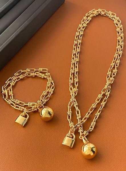 new fashion designer women u chains necklace bracelet lock ball pendants jewelry classic hardwear set 18k gold girl valentines day love gift, Silver
new fashion designer women u chains necklace bracelet lock ball pendants jewelry classic hardwear set 18k gold girl valentines day love gift, Silver