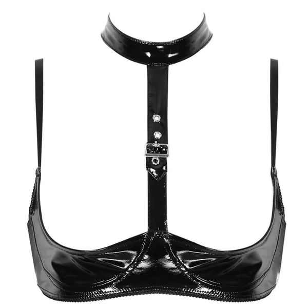 women's pvc bright patent leather bra low-cut bras strap adjustable, Black;white
women's pvc bright patent leather bra low-cut bras strap adjustable, Black;white