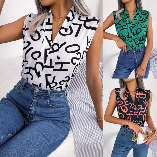 2023 spring and summer new designer europe and the united states casual commuter letter v-neck chiffon shirt blouse, White
2023 spring and summer new designer europe and the united states casual commuter letter v-neck chiffon shirt blouse, White