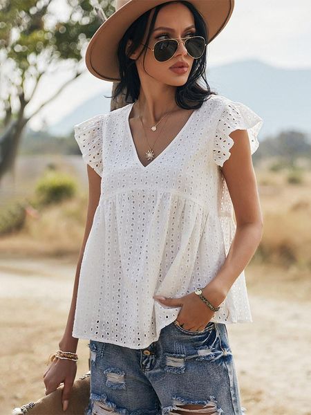 t-shirt 2022 new sweet hollow out women casual spring summer flying sleeve blouse ladies loose v neck pullover, White
t-shirt 2022 new sweet hollow out women casual spring summer flying sleeve blouse ladies loose v neck pullover, White