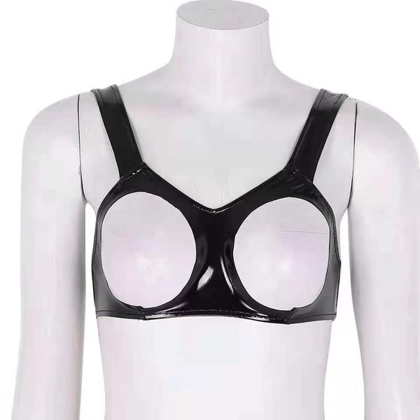 girl's bright pvc faux leather bra nightclub party open chest bras lingerie, Black;white
girl's bright pvc faux leather bra nightclub party open chest bras lingerie, Black;white