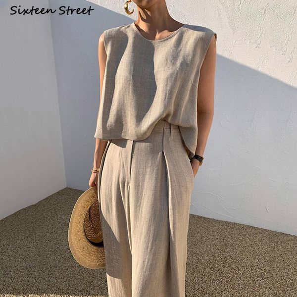 pants khaki chic sleeveless and high waisted trousers women pant sets 2022 spring summer korean 2 piece sets office ladies, White
pants khaki chic sleeveless and high waisted trousers women pant sets 2022 spring summer korean 2 piece sets office ladies, White