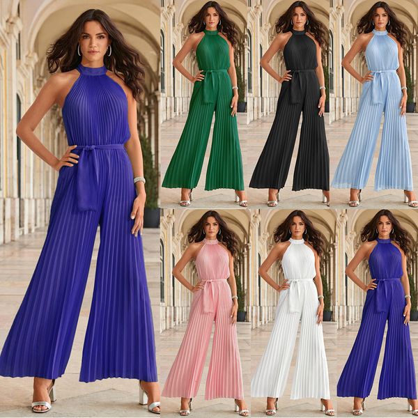 casual dresses summer halter neck sleeveless pleated onepiece trouser's laceup slim wideleg pants 230426, Black;gray
casual dresses summer halter neck sleeveless pleated onepiece trouser's laceup slim wideleg pants 230426, Black;gray