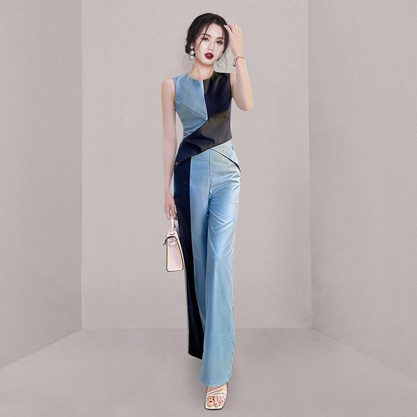 pants elegant temperament vintage sleeveless irregular contrasting colors patchwork +high waist trousers women summer 2 piece sets, White
pants elegant temperament vintage sleeveless irregular contrasting colors patchwork +high waist trousers women summer 2 piece sets, White
