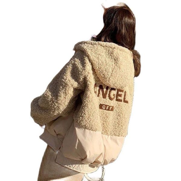 leather imitate lamb velvet thicken splicing cotton clothes women's coat short loose hood zipper winter 2021 new female student jacket, Black
leather imitate lamb velvet thicken splicing cotton clothes women's coat short loose hood zipper winter 2021 new female student jacket, Black
