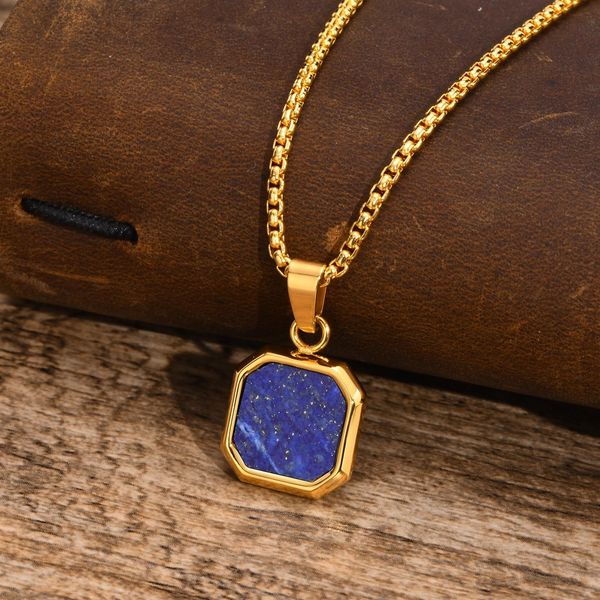 pendant necklaces mens stylish gold color square necklace with lapis lazuli stone pendant waterproof stainless steel geometric male collar 2, Silver
pendant necklaces mens stylish gold color square necklace with lapis lazuli stone pendant waterproof stainless steel geometric male collar 2, Silver