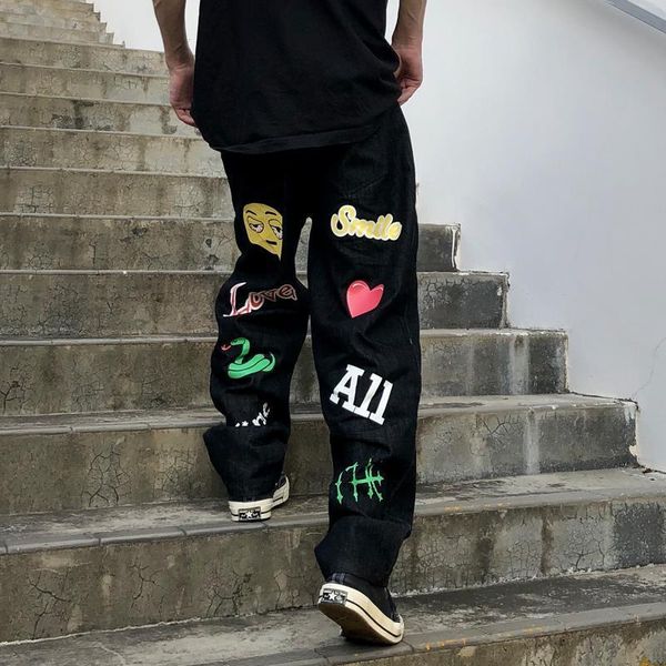 jeans american letter printed jeans women 2021 new street hiphop straight wideleg pants couples plus size casual loose mopping jeans, Blue
jeans american letter printed jeans women 2021 new street hiphop straight wideleg pants couples plus size casual loose mopping jeans, Blue