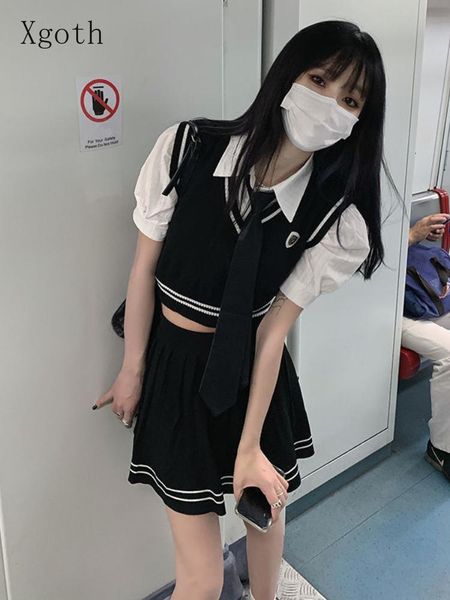 dress preppy sweet cool suits girl vneck short needle crop vest + student high waist pleated short skirt 2pcs suit korean streetwear, White
dress preppy sweet cool suits girl vneck short needle crop vest + student high waist pleated short skirt 2pcs suit korean streetwear, White