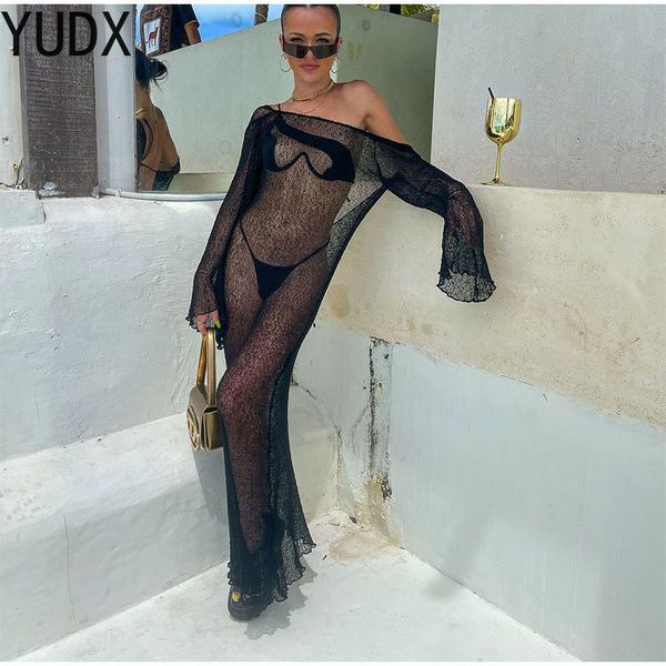 women's swimwear sheer mesh bikini cover up women solid full sleeve backless beach long maxi dress 2023 summer female loose swimsuit 23, White;black
women's swimwear sheer mesh bikini cover up women solid full sleeve backless beach long maxi dress 2023 summer female loose swimsuit 23, White;black