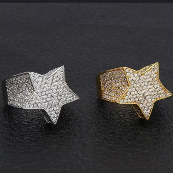 new hip hop full diamond micro inlaid zircon pentagram ring european and american men's accessories wholesale, Silver
new hip hop full diamond micro inlaid zircon pentagram ring european and american men's accessories wholesale, Silver