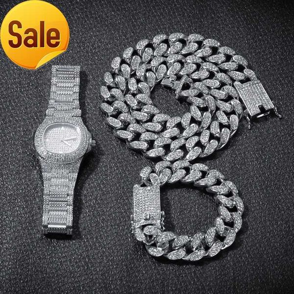 men iced out diamond cuban link chain rose gold silver watch necklace bracelet set hip hop bling chains jewelry
men iced out diamond cuban link chain rose gold silver watch necklace bracelet set hip hop bling chains jewelry