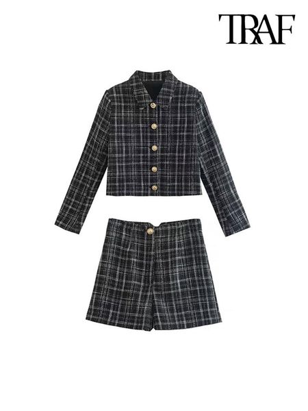 dress traf women fashion tweed plaid cropped jacket coat and high waist zipper fly shorts female two piece sets mujer, White
dress traf women fashion tweed plaid cropped jacket coat and high waist zipper fly shorts female two piece sets mujer, White