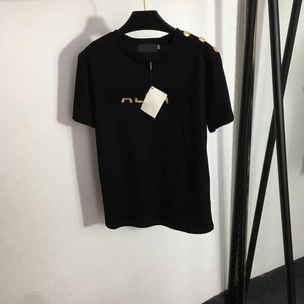 23ss tee womens t-shirt womens designer clothing round neck pure cotton gilt monogram shoulder button cotton short sleeve t-shirt women clo, White
23ss tee womens t-shirt womens designer clothing round neck pure cotton gilt monogram shoulder button cotton short sleeve t-shirt women clo, White