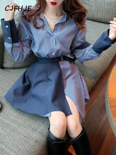 dress korean fashion 2pcs suit womens clothing 2022 autumn women two pieces sets stripe long sleeve blouse dress + lace up mini skirt, White
dress korean fashion 2pcs suit womens clothing 2022 autumn women two pieces sets stripe long sleeve blouse dress + lace up mini skirt, White