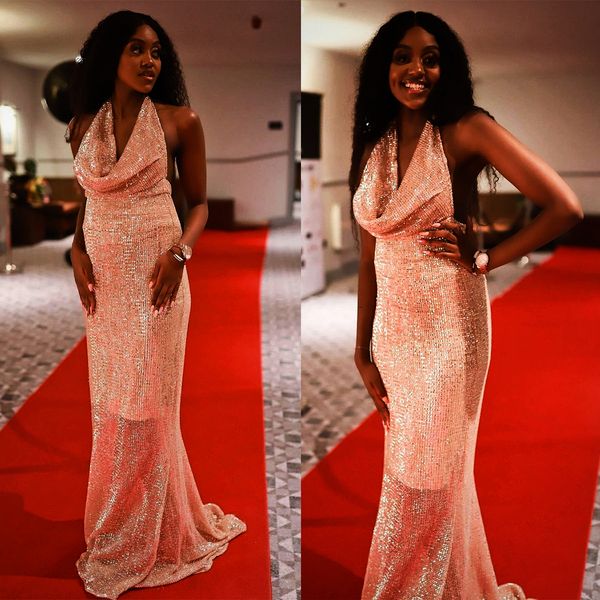 gorgeous mermaid prom dresses halter applicant solid color sequins court gown zipper backless draped custom made party dress vestido de noit, Black
gorgeous mermaid prom dresses halter applicant solid color sequins court gown zipper backless draped custom made party dress vestido de noit, Black