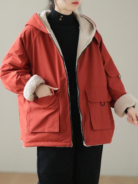 leather jacket winter women oversized loose hooded windbreaker big pocket fashion zipper casual jackets thick warm lambswool coat female, Black
leather jacket winter women oversized loose hooded windbreaker big pocket fashion zipper casual jackets thick warm lambswool coat female, Black