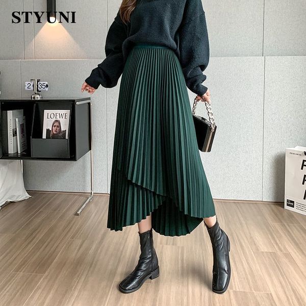 skirts vintage irregular asymmetrical pleats folds solid women's skirt korean fashion elastic high waist mid-calf long skirts for women, Black
skirts vintage irregular asymmetrical pleats folds solid women's skirt korean fashion elastic high waist mid-calf long skirts for women, Black
