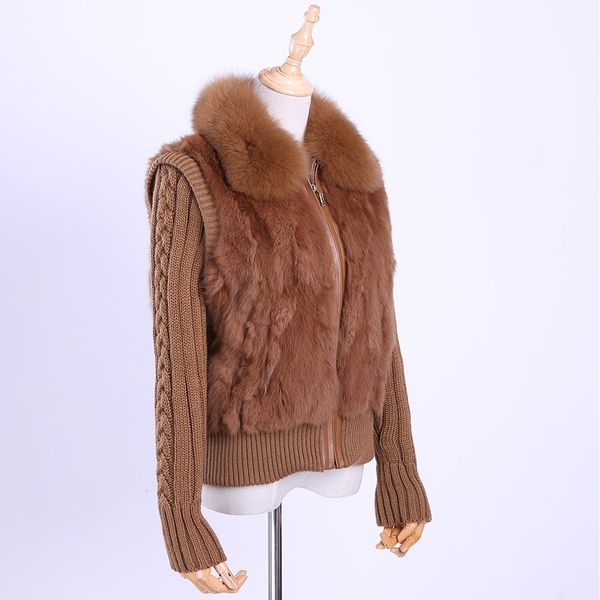 fur 2020 women's genuine real rabbit fur fox fur collar knitting sleeve women's winter coat fur jacket casual short outwear slim, Black
fur 2020 women's genuine real rabbit fur fox fur collar knitting sleeve women's winter coat fur jacket casual short outwear slim, Black