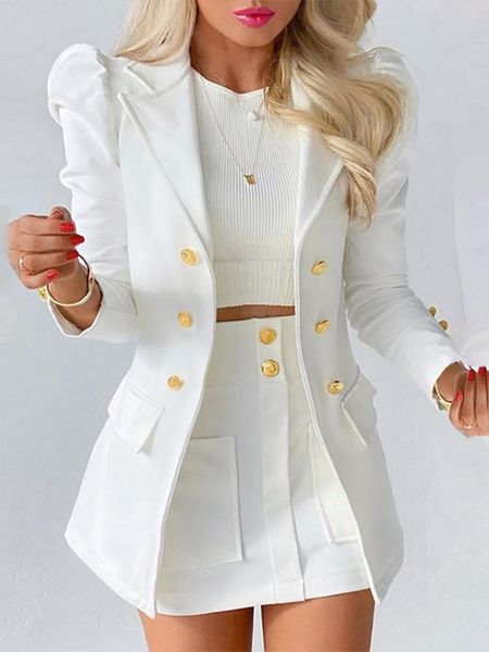dress new lady office solid color puff sleeve suit + high waist button skirt twopiece set women spring fashion blazer commute outfits, White
dress new lady office solid color puff sleeve suit + high waist button skirt twopiece set women spring fashion blazer commute outfits, White
