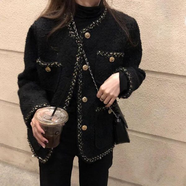 jackets korean style tweed jackets women elegant blend wool coat with pockets female 2021 autumn single breasted outwear office lady, Black;brown
jackets korean style tweed jackets women elegant blend wool coat with pockets female 2021 autumn single breasted outwear office lady, Black;brown