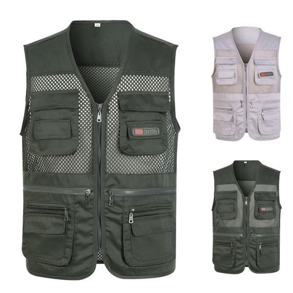 men' tank sleeveless loose straight vest solid color mesh plus size multi pockets casual summer fishing waistcoat for outdoor 230426, White;black
men' tank sleeveless loose straight vest solid color mesh plus size multi pockets casual summer fishing waistcoat for outdoor 230426, White;black