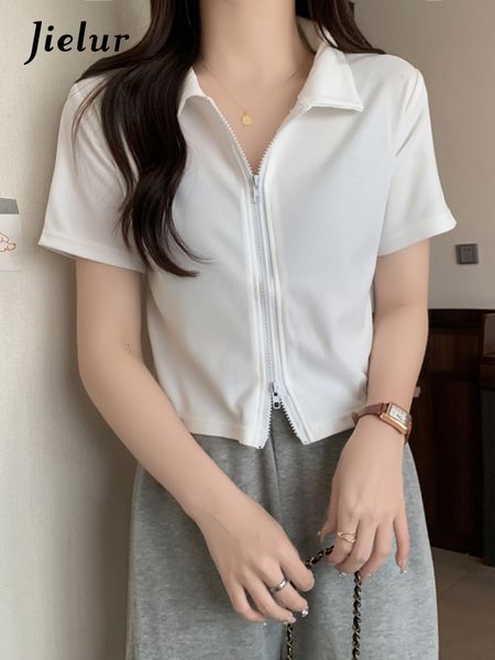 women's t-shirt jielur solid color polo collar short sleeve pink t-shirt women elegant tee clothes summer high street female t shirt y, White
women's t-shirt jielur solid color polo collar short sleeve pink t-shirt women elegant tee clothes summer high street female t shirt y, White