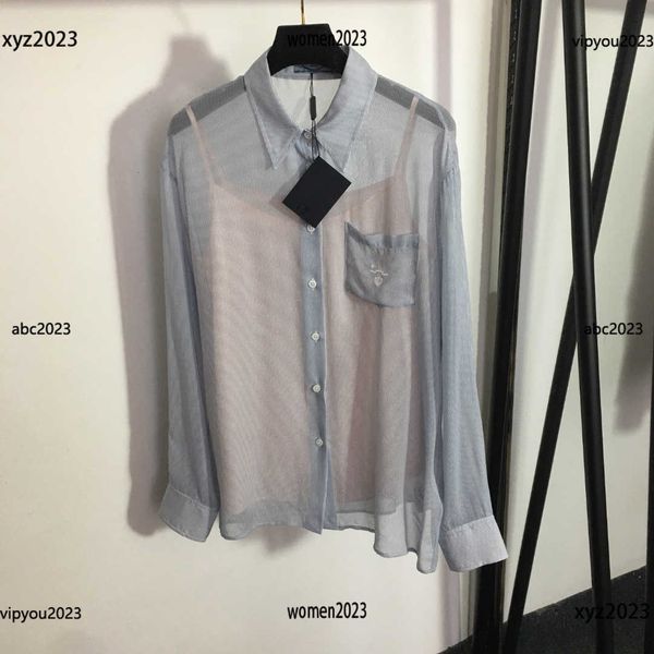 women shirt embroidered letter pocket on chest lady blouse long sleeved striped silk shirt new arrivals label complete, White
women shirt embroidered letter pocket on chest lady blouse long sleeved striped silk shirt new arrivals label complete, White