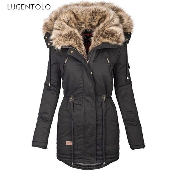 leather winter parkas women warm fur collar zipper long sleeve slim coats female casual drawstring solid parka, Black
leather winter parkas women warm fur collar zipper long sleeve slim coats female casual drawstring solid parka, Black
