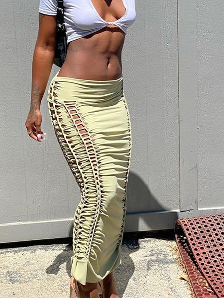 dresses summer solid color skirt hollow design fold elastic waist slim body buttocks fashion for women shifting out of the street, White;black
dresses summer solid color skirt hollow design fold elastic waist slim body buttocks fashion for women shifting out of the street, White;black